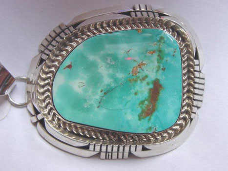 Turquoise Stone in Silver Pendant